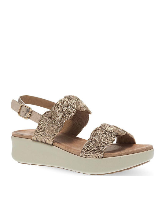 Women's Synthetic Leather Platform Shoes Gold