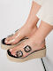 Platform Slides Buckle Stones Black