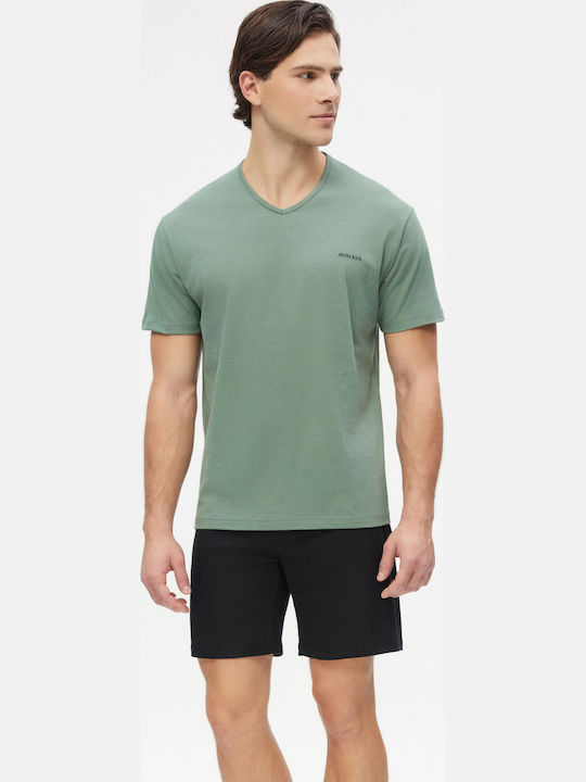 Minerva Καλοκαιρινή Ανδρική Πιτζάμα Βαμβακερή Khaki