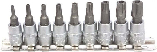 KROFtools Карудаки Torx с Каре Приемник 1/4" Комплект 9бр
