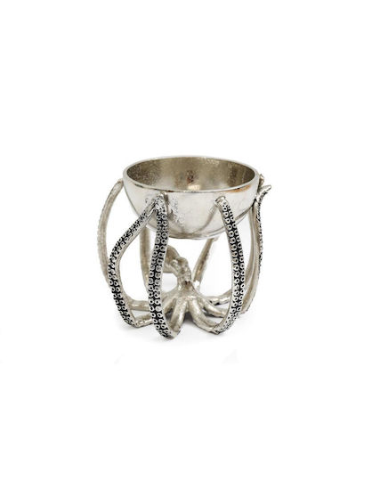 Atmosphera Octopus Dekorative Schale aus Aluminium Silber 15x12cm
