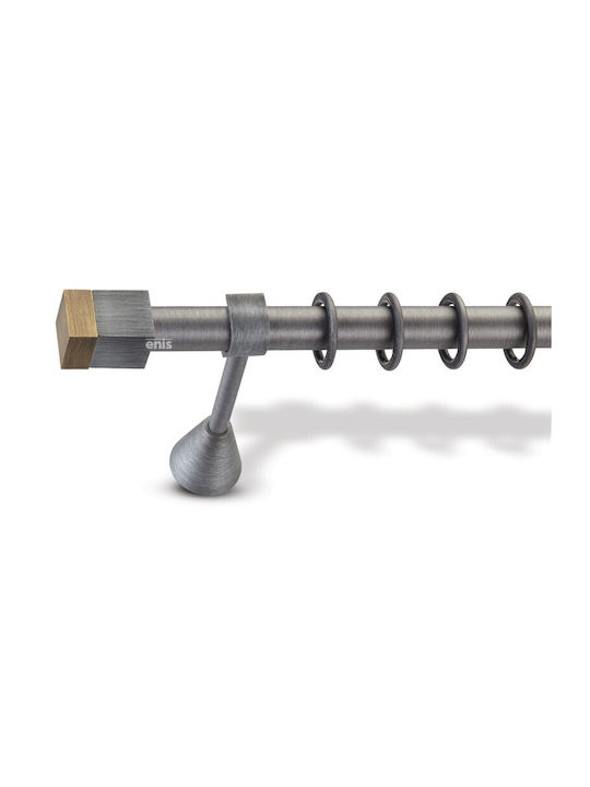 Enis by Domus Metallic Curtain Pole Montsa Double with Rail Φ25mm 160cm Charcoal