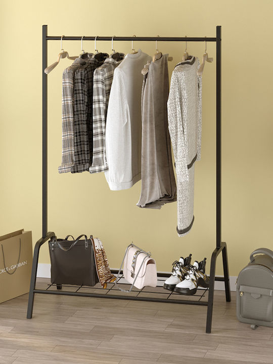 Megapap Floor Garment Rack made of Metal Black 87.6x36x136cm