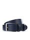 Herren Lederjeansgürtel 130 cm Dunkelblaue Schnalle Pg-03-dbbl-130