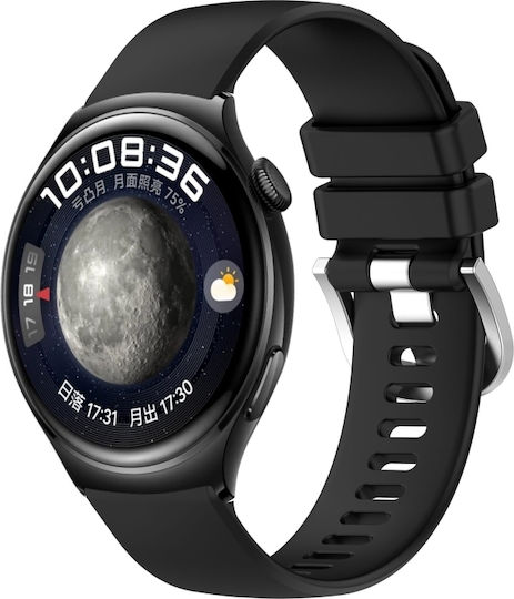 Huawei Watch 4 Silikonarmband Schnalle Flüssig Glänzend Silber 22mm Schwarz