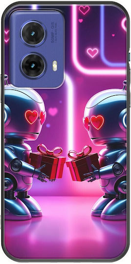 Valentine's Day Futuristic Lovebots Case for Motorola Moto G85 5G Black TPU Black Silicone
