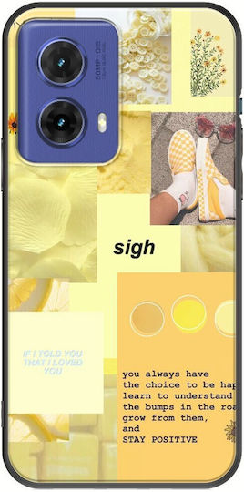 Aesthetic Yellow Motorola Moto G85 5g Black Tpu Μαύρη Σιλικόνη
