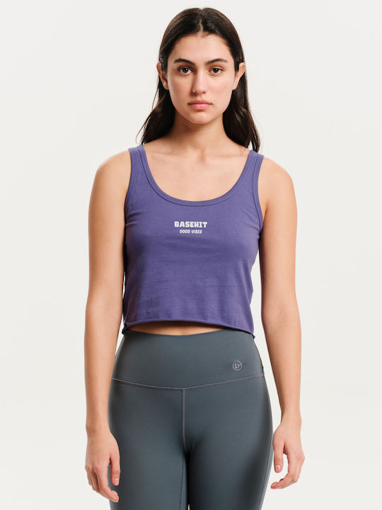 Γυναικείο Καλοκαιρινό Crop Top Βαμβακερό Αμάνικο Μωβ