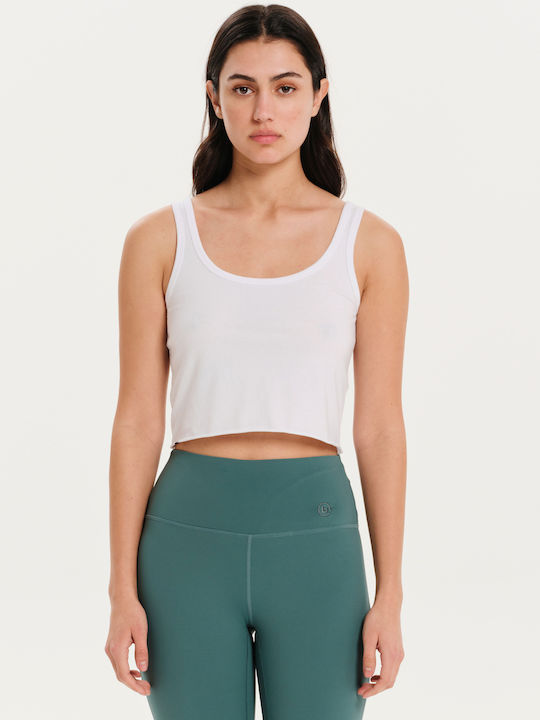 Γυναικείο Καλοκαιρινό Crop Top Βαμβακερό Αμάνικο Λευκό