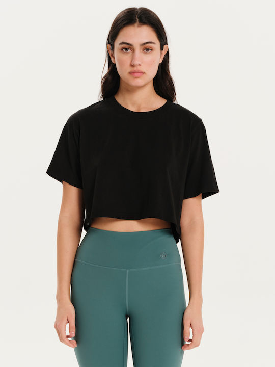 Γυναικείο Αθλητικό Crop T-shirt Μονόχρωμο