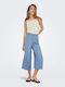 Women's Fabric Capri Trousers Light Blue