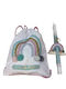 Handgemachte Kerze Mädchen Schlüsselanhänger Makramee Regenbogen Set Rucksack Weiße Duftkerze Kerzenhöhe 30cm Versand Geschenkverpackung