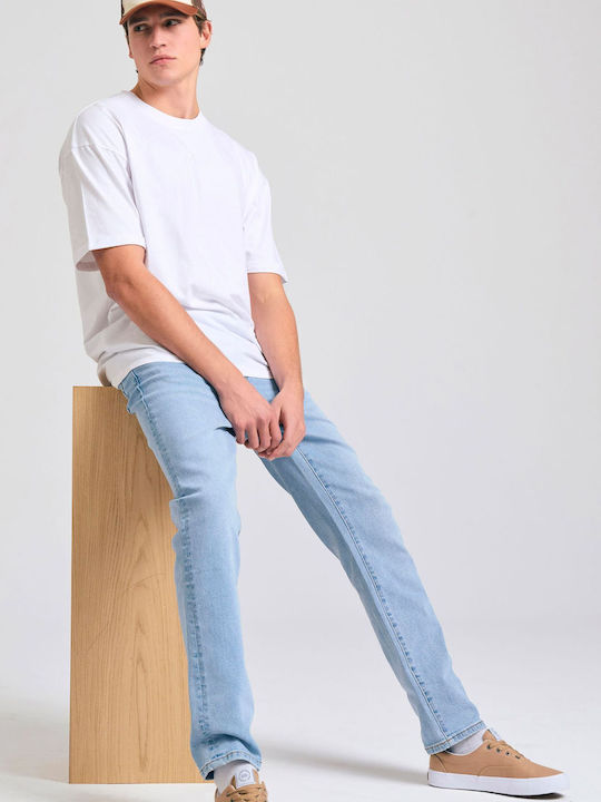 Ανδρικό Παντελόνι Τζιν Ελαστικό με Slim Tapered Εφαρμογή Γαλάζιο