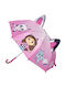 Gabby's Dollhouse Kids Curved Handle Umbrella Fuchsia