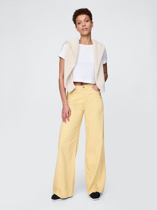 Damenjeans Mittelhohe Taille in Weit geschnittener Linie Straw Yellow