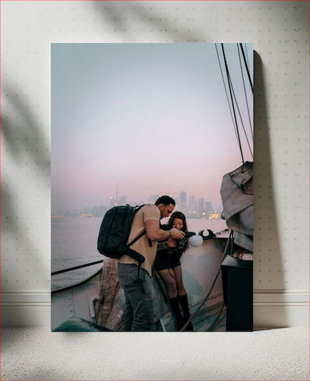 Πίνακας Couple On A Boat At Dusk Ζευγάρι Μια Βάρκα Στο Σούρουπο 70x100