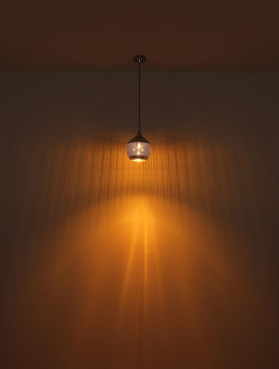 Globo Lighting Κρεμαστό Φωτιστικό Ασημί Μπάλα με Ντουί E27 25x25εκ.