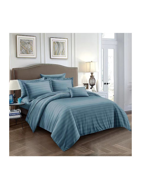 Το μεγάλο παζάρι Σετ Σεντόνια King Size με Λάστιχο 220x240εκ. Πετρόλ (4τμχ)