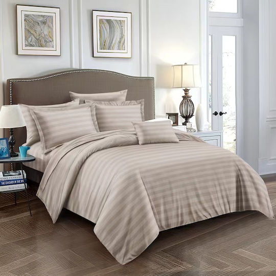 To megalo pazari Sheet Sets King Size with Elastic 220x240cm. Mocha 4pcs