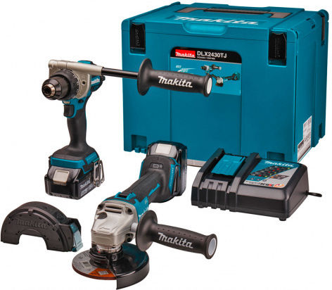 Makita DGA504Z Сет Отвертка & Ъглово колело & Сондаж 18V с 2 батерии 6Ах и куфар