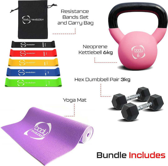 Home Strength Training 3kg Dumbbell 6kg Kettlebell Yoga Mat Resistance Bands Set