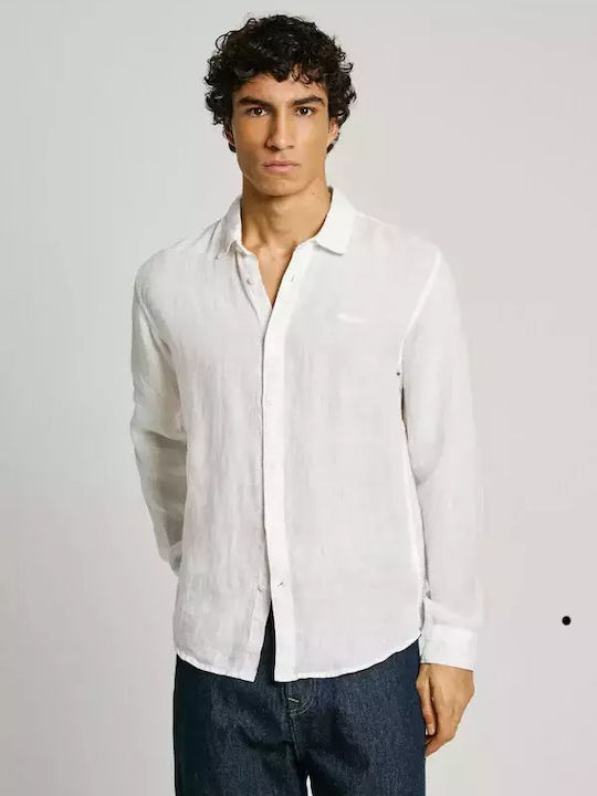 Langärmlig Leinen Hemd Off-white