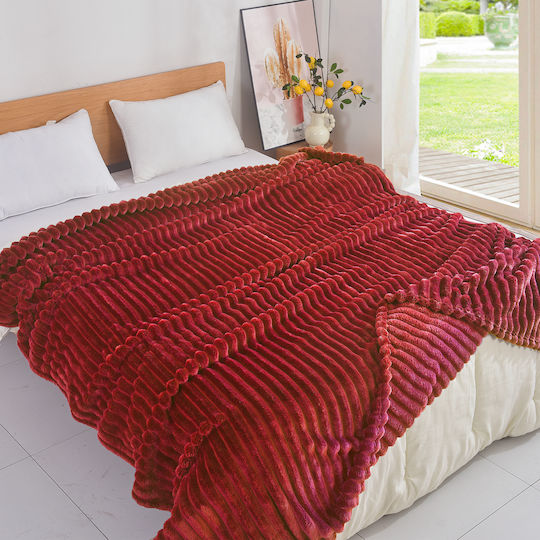 To megalo pazari Velvet Single Blanket 160x240cm Velvet Burgundy