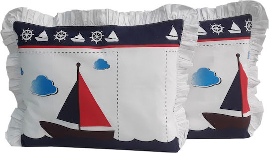 Beboulino Navio Детски калъфи за възглавници от 100% памук 35x45бр Бели