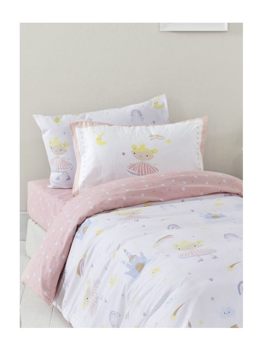 Nima Alice Set de față de pernă pentru copii din bumbac 100% 52x72cm Pink, White