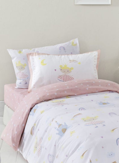Nima Alice Set de față de pernă pentru copii din bumbac 100% 52x72cm Pink, White