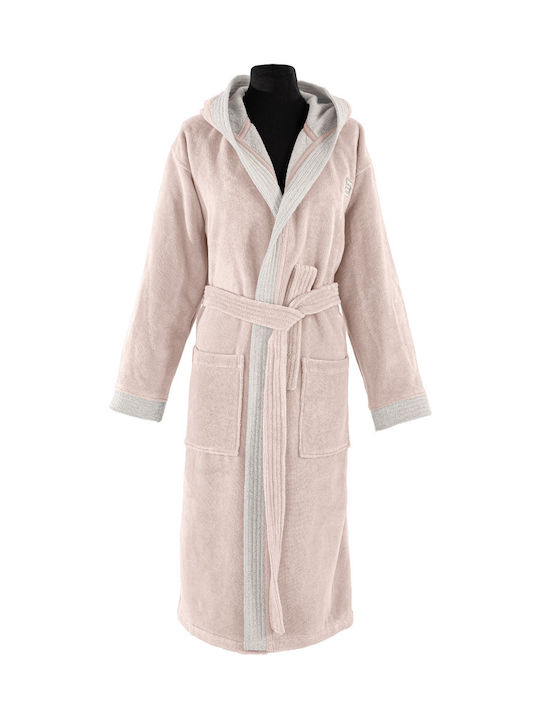 Guy Laroche Monogram Bathrobe with Hood Pudra