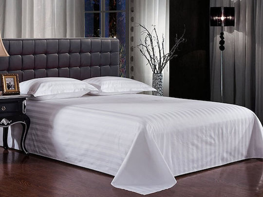 Hotel Sheet Semi-Double Striped 60% Cotton 220 Thread Count Carnation 180x270