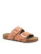Leather Women's Flat Sandals Anatomic in Orange Color