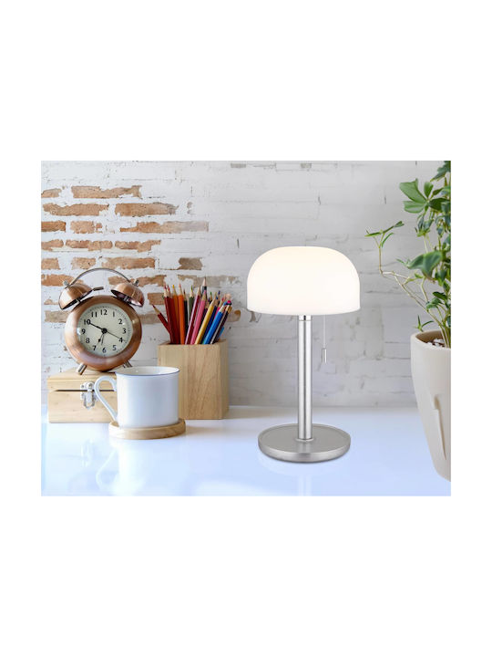 Globo Lighting Πορτατίφ με Λευκό Καπέλο και Ασημί Βάση