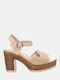 Stoff Sandalen Beige