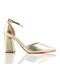 Pantofi cu Toc Gros Aurii Minimal Nude