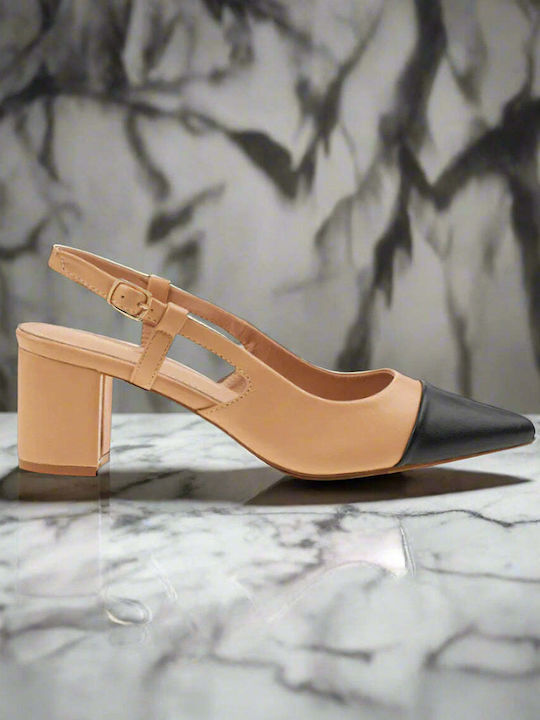 Pumps mit Chunky mittelhohem Absatz Beige