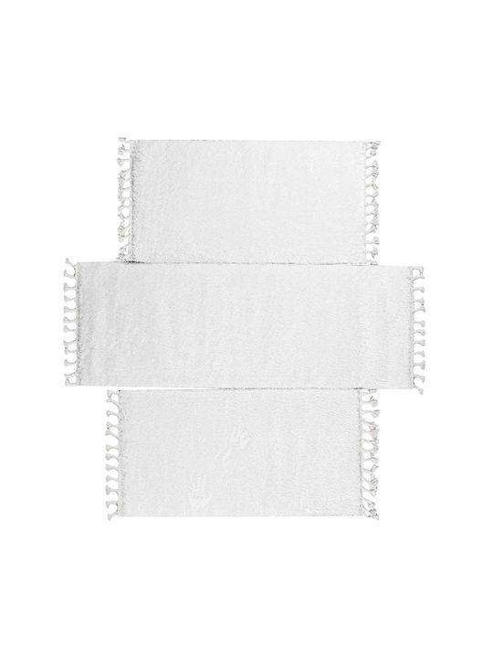 Polcarpet Silky Shaggy Shaggy Bedroom Rugs Set White 9999991306622 3pcs