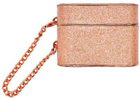 Glitter Hülle Leder / Silikon / Kunststoff mit Haken in Rose Gold Farbe für Apple AirPods 4