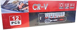 Cr-v Ratschen- und Steckschlüssel-Set mit Kastanien und Haselnüssen 1/2" 12 Stück