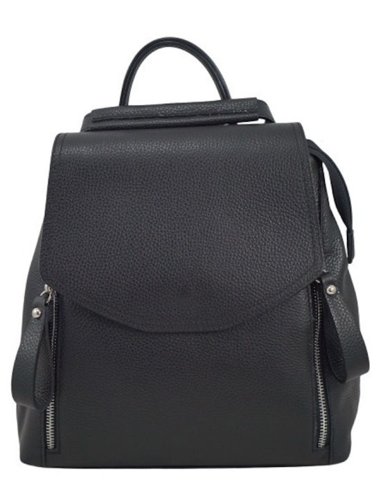 Mybag Δερμάτινη Γυναικεία Τσάντα Πλάτης Μαύρη