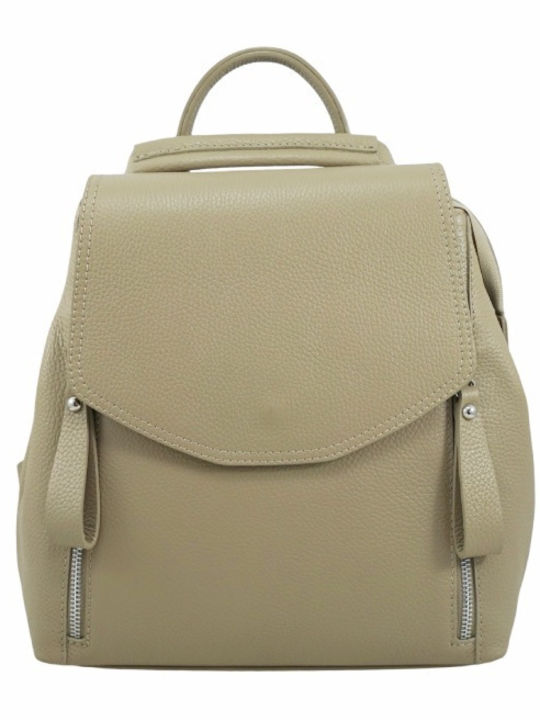 Mybag Δερμάτινη Γυναικεία Τσάντα Πλάτης Μπεζ