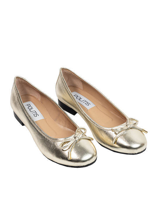 Leather Women's Anatomic Ballerina Shoes Gold