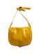 Leder Damentasche Schultertasche Gelb