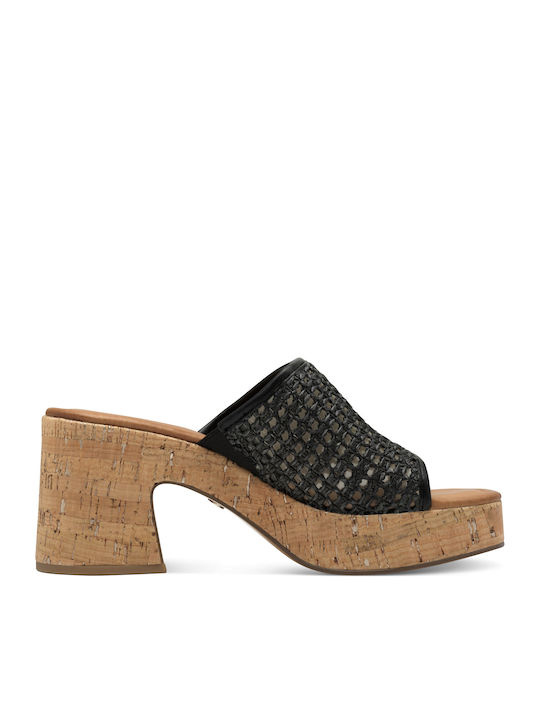 Tamaris Mules με Χοντρό Ψηλό Τακούνι σε Μαύρο Χρώμα 1-27212-44-001