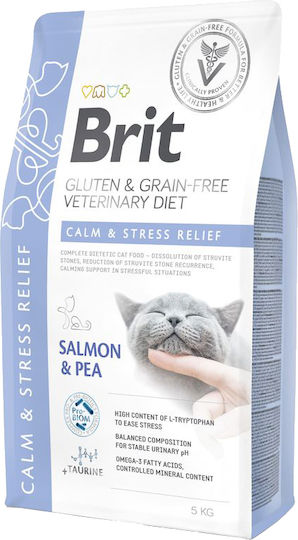 Brit Vetenirary Diet Calm & Stress Relief Dry Food Grain-Free for Adult Cats with Salmon 5kg