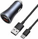 PZX Car Charger 38W with Ports: 2xUSB with Cable Lightning