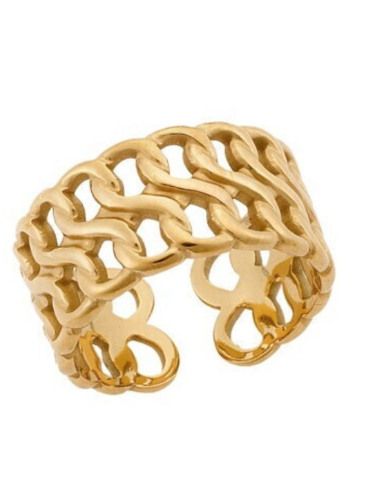Senza Damen Ring aus Stahl Vergoldet