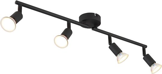 Globo Lighting Matrix Σποτ με 4 Φώτα και με Ντουί GU10 σε Μαύρο Χρώμα