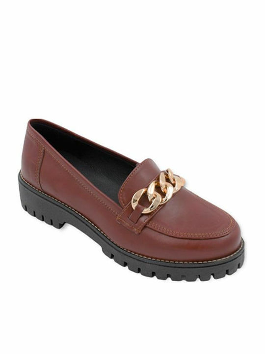 Δερμάτινα Γυναικεία Loafers σε Μπορντό Χρώμα
